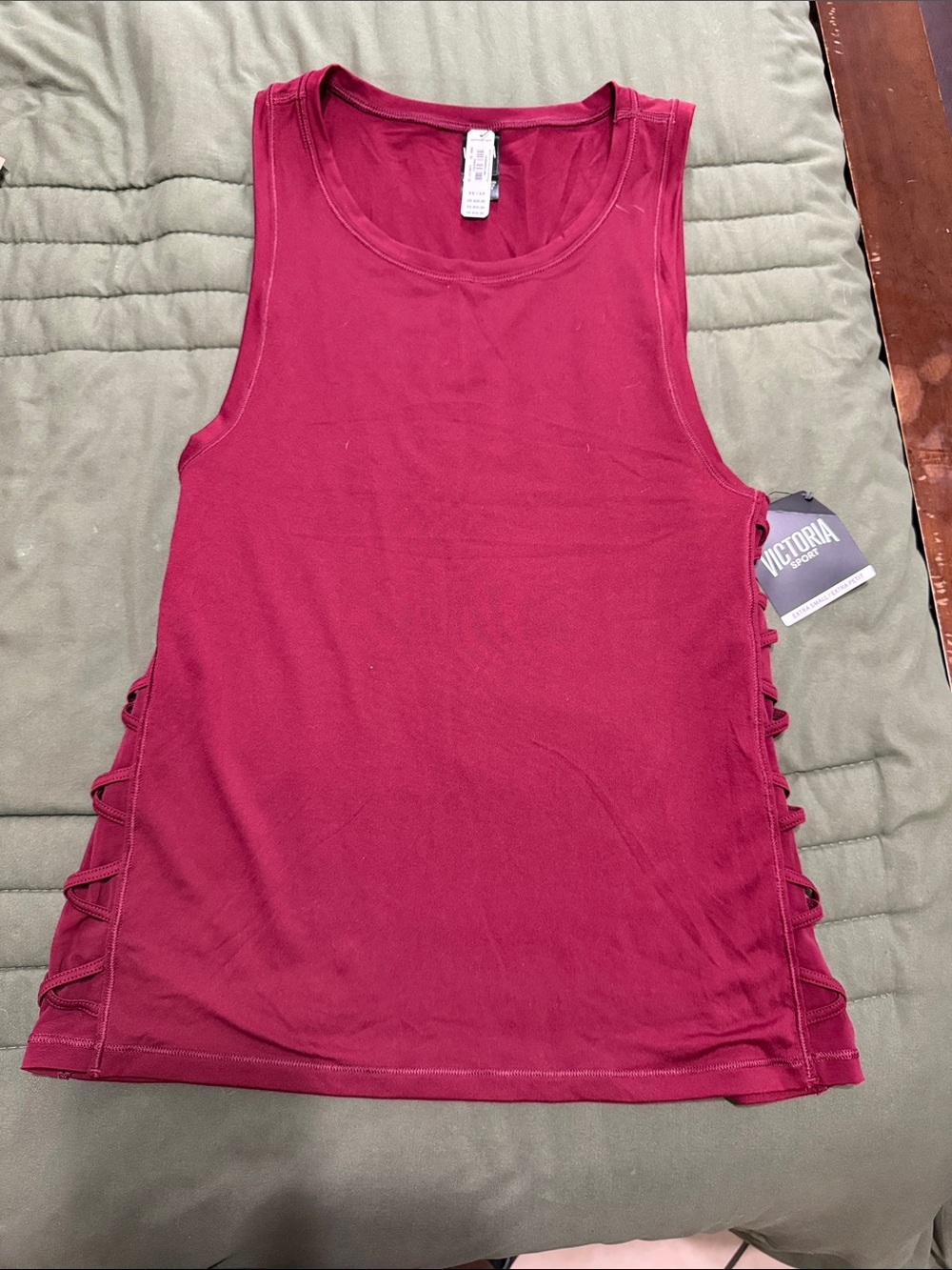 Victoria Sport Raspberry Lace-Up Side Tank Top